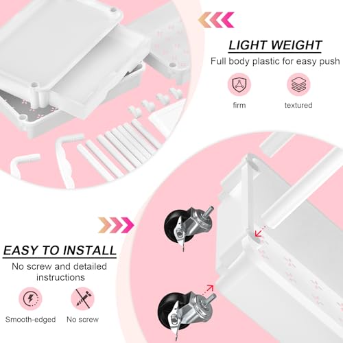 Goovilla 3 Tier Rolling Utility Cart Organizer with Removable Drawer, White - size: 3 Tier, style: White