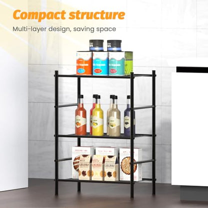 Abiglifty Storage Shelves, 3-Tier Metal Shelving, Wire Shelving with Adjustable Leveling Feet, Shelf Organizer for Bathroom, Closet, Garage - size: 3 Tier