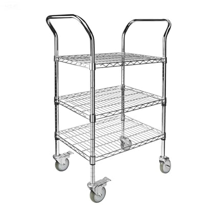 Northsky 3-Shelf Wire Utility Cart on Wheels, Chrome Finish Rolling Metal Shelving with Wheels, 550lb Capacity, 24" x 18" x 44.1", 3 Tier Rolling Cart for Kitchen Bar Storage Use - size: 24