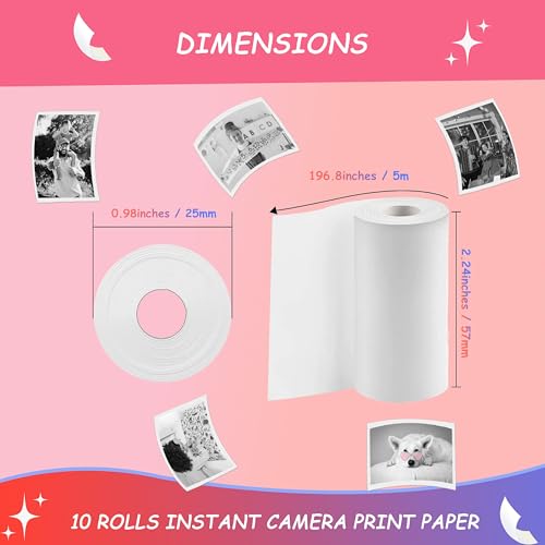 MIARALA 10 Rolls Instant Camera Refill Print Paper, HD Print Camera Paper - size: 10 Rolls