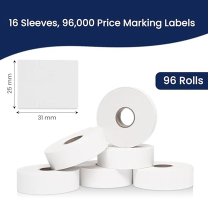 Pricing Labels for Monarch 1153 White - 96,000 Labels w/ 96 Rolls Value Pack, 16 Sleeves - Made in USA - color: White, size: 16 Sleeves