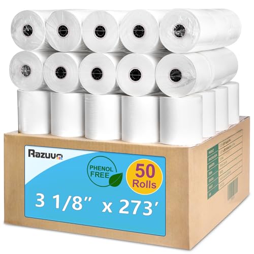 3 1/8 X 273 Thermal Receipt Paper Rolls- Fits All Pos Cash Registers, For Clover POS Cash Register Printers-Premium Quality German Paper- 50 Rolls - size: 50 Rolls- 3 1/8 x 273 thermal paper