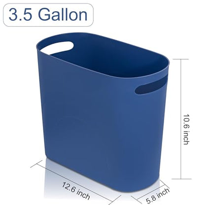 rejomiik Small Bathroom Trash Can, 3.5 Gallon Slim Garbage Can, Blue - color: Blue, size: 1 pack