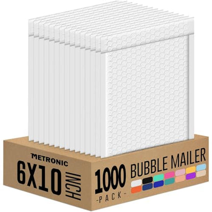 Metronic 1000 Pack Bubble Mailer 6x10 Inch White,Usable Size 6x9" Waterproof Padded Envelopes,Self-Seal Modern Bubble Mailers Cushioning for Shipping,Jewelry Makeup Supplies, Packaging Bulk - color: White, size: 6x10" 1000 pc