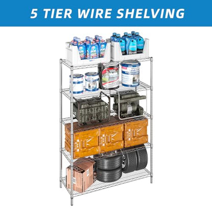 Guan River 5-Shelf Heavy Duty Wire Shelving,Chrome,48" L x 18" W x 72" H - color: Chrome, size: 48"L x 18"W x 72"H