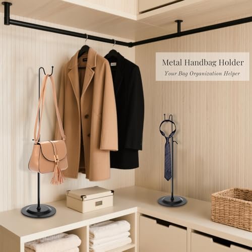 6 Pack Purse Display Stands, Adjustable Metal Handbag Holder, Single Hook Bag Display Rack Stand for vendors, Retail, Boutiques, Commercial Store, Black