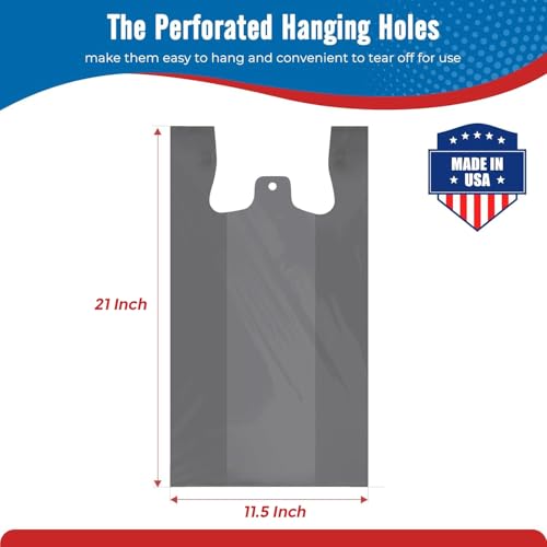 Fuxury 96000 (96K) Count Plastic T-shirt Bags plain Grey Made in USA - color: Plain Grey, size: 96000 Count