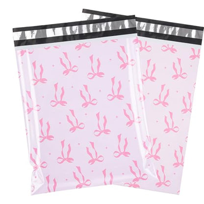 RUSPEPA 50 Pcs Pink Bow Poly Mailer, Coquette Bowknot Waterproof Shipping Mailers, Heavy Duty Self Adhesive Shipping Bags for Large Mailing Envelopes Bulk Tear Resistant Packaging, 12 x 14.5 Inches - color: Pink Bow, size: 12 x 14.5 Inches