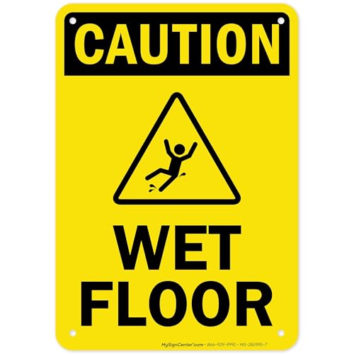 Caution Wet Floor Sign, 10x7 Inches, 55 mil thick HDPS (high density polystyrene), Made in USA by My Sign Center - size: 7x10 Polystyrene