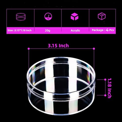 KissYou Acrylic Box Round Clear Boxes with Lid 4 Pieces Small Circular Candy Box Storage Organizer Containers Wedding Party Decorative Boxes - size: 3.2 x 3.2 x 1.2 Inch