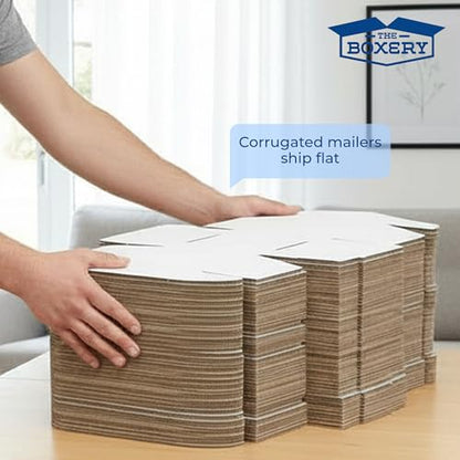The Boxery Corrugated Mailers White Tuck Shipping Boxes (4x3x3) - size: 4x3x3