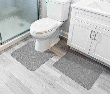Bosap Bath Mat Set 2 Pieces,Ultra Thin Bathroom Rugs,Rubber Toilet Rugs - color: Grey, size: 1'8"x2"u+1'5"x2'3"(set)