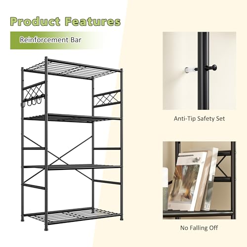 DurayLoly Heavy Duty 4-Tier 400LBS Metal Shelving with Hooks,Kitchen Pantry - size: 23.6" W x 13.8" D x 60.4" H (4T)
