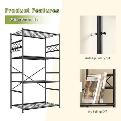 DurayLoly Heavy Duty 4-Tier 400LBS Metal Shelving with Hooks,Kitchen Pantry - size: 23.6" W x 13.8" D x 60.4" H (4T)