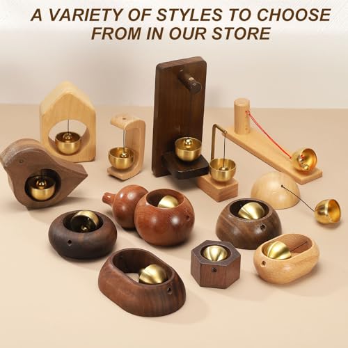 PATIKIL 2Set Shopkeepers Bell Magnetic Hanging Bell, Walnut, C Shape - color: Walnut
