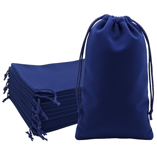 Mandala Crafts 8x17 Navy Blue Velvet Drawstring Bags for Shoe Dusting Bags - color: Navy Blue 8X17 Inches, size: 1 Count (Pack of 10)