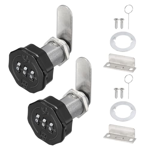 PATIKIL 2 PCS Combination Cabinet Cam Lock, 3-Digit Keyless Metal Locks with 3/16Inch Cylinder for Cabinet Drawer Doors Deposit Box Filing Mailbox, Black - color: Black, size: 3/16Inch