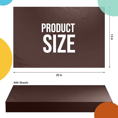 Party Solids Green Tissue Paper for Gift Bags 15" X 20" 480 Sheets - color: Brown, size: 15" X 20"