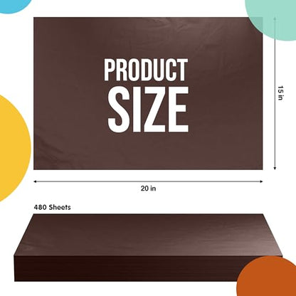 Party Solids Green Tissue Paper for Gift Bags 15" X 20" 480 Sheets - color: Brown, size: 15" X 20"