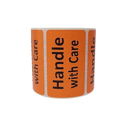 Handle with Care Labels Orange 2.5x1.5-inch Handling Fragile Adhesive Stickers 1 Roll with 500 Labels