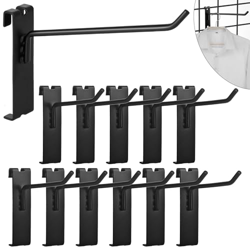 AccEncyc Gridwall Hooks - 4 Inch Heavy Duty Black Display Hooks for Grid Wall Panel Hanging (12Pcs) - size: 12Pcs