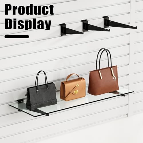 12" Black Slat Wall Shelf Brackets,10 PCS Slat Wall Brackets with Lip, Floating Metal Slat Wall Accessories - size: 12 Inch