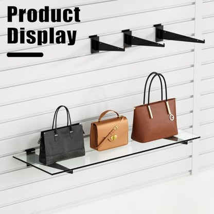 12" Black Slat Wall Shelf Brackets,10 PCS Slat Wall Brackets with Lip, Floating Metal Slat Wall Accessories - size: 12 Inch