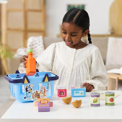 Bluey Shopping Basket, 9 Grocery Accessories, Toddler Pretend Play - style: Shopping Basket