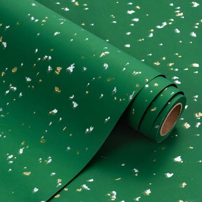 WRAPAHOLIC 30 Inch Green Wrapping Paper Roll - 30 Inch x 16.5 Feet - Green Gold Foil Design with Silky Touch Perfect for Christmas, Birthday, Holiday, Wedding, Baby Shower - color: Green, size: 30 inch x 16.5 feet