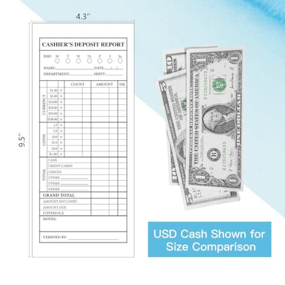 1000 Pcs Cash Deposit Envelopes with Gummed Flaps – 28lb Cash Envelopes for Small Businesses, Cashier Register for Retailers & Restaurants - White - color: White