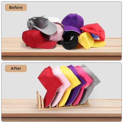 Bamboo Hat Rack – 1-Pack Hat Organizer for Baseball Caps, Free-Standing Hat Holder for 18 Caps, Ideal for Closet, Bedroom, Dresser