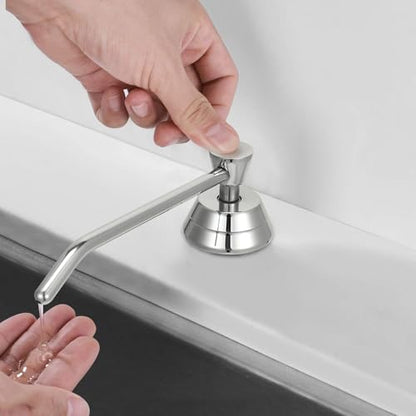 Stardrix Heavy Duty Brass Countertop Liquid Soap Dispenser, Commercial Grade Top Fill Built-in Soap Dispenser with 34 oz/ 1L Bottle for Bathroom, Kitchen, Public Restroom, Chrome Finish, 6” Spout - size: 6” Spout
