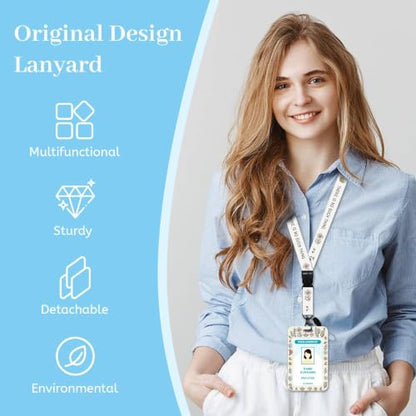 Hancynir Book Lover Cute Lanyards for Id Badges with Retractable Reel Clip - color: Book Flower