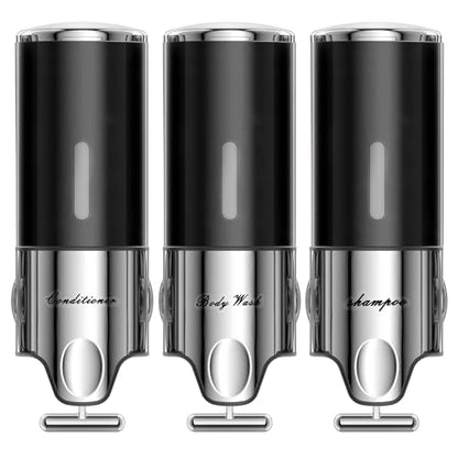 EXIN DECHEN Shampoo and Conditioner Dispenser(Triple x 16.9 oz,Black) - color: Black