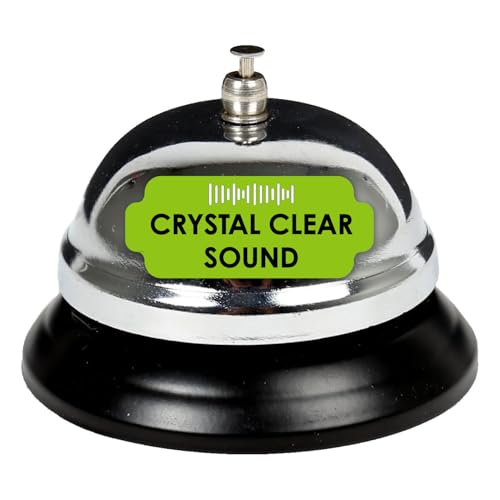 Desk Tech Classic Chrome Desk Bell, Chrome Silver Finish with Black Plastic Base, Perfect for Reception, Office, Classroom, Restaurant Waiting Area, and Service Counter, 3.5" D x 3" H