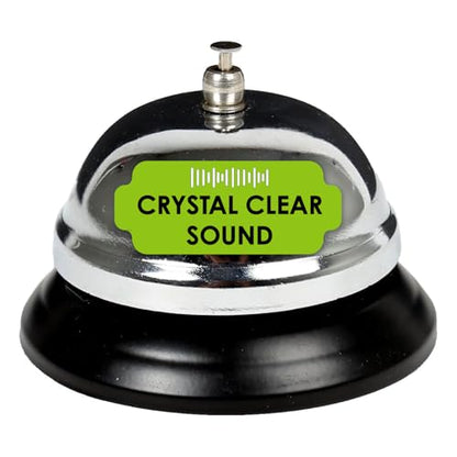 Desk Tech Classic Chrome Desk Bell, Chrome Silver Finish with Black Plastic Base, Perfect for Reception, Office, Classroom, Restaurant Waiting Area, and Service Counter, 3.5" D x 3" H