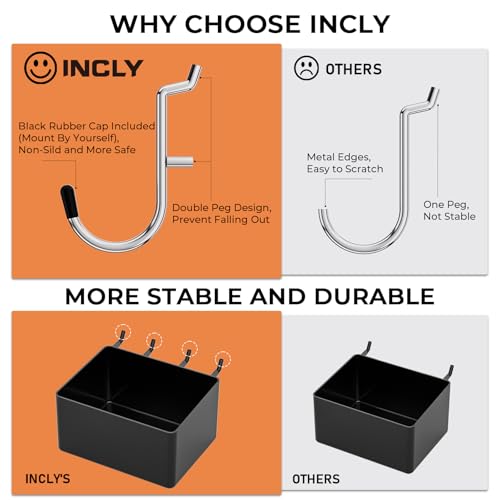 INCLY 120PCS Pegboard Accessories Organizer Kit with Peg Borad Hooks & Bins - size: 120 PCS