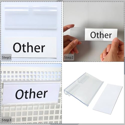 Diteje 40 Pack Wire Shelf Label Holders with Paper Inserts, 3.94x1.50inch