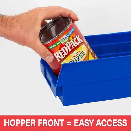 Akro-Mils 30130 Heavy Duty Plastic Shelf Bins, 12"x 6.5"x 4", Red, 12-Pk - color: Red
