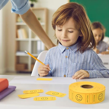 LLIKED 500 Raffle Tickets 1x2inch Smile Yellow Single Roll for Events - color: Yellow, size: 1"x2"
