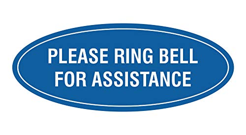 Signs ByLITA Oval Please Ring Bell for Assistance Sign (Blue) - Small - color: Blue, size: 2 x 5" - Small (1 Pack)