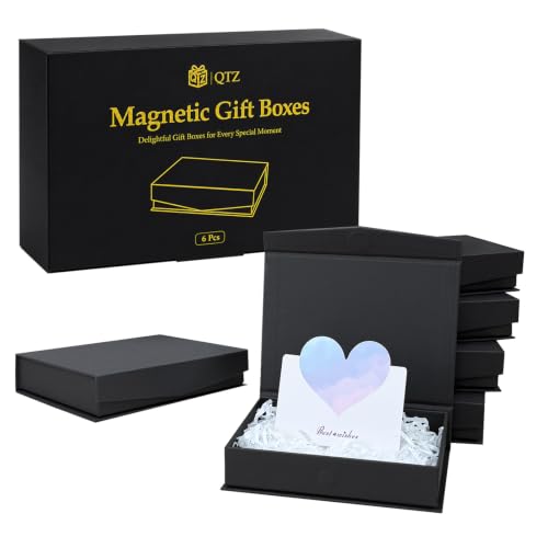 Magnetic Closure Gift Boxes, 6‑Pack Black Small Magnetic Gift Box - color: Black, size: 1 Count (Pack of 6)