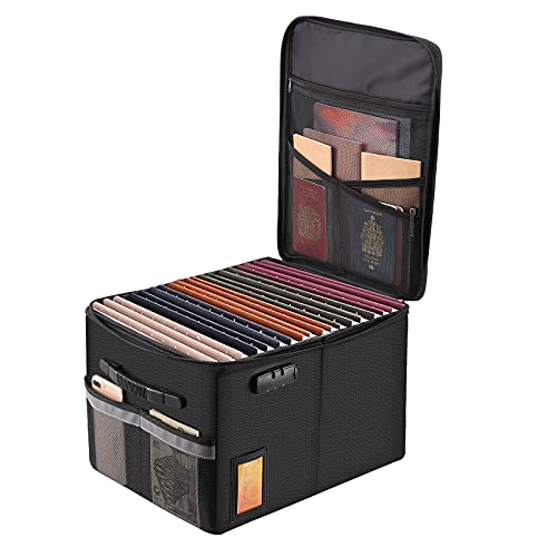 TOMKID Fireproof File Cabinet with Lock, Fireproof Document Organizer Collapsible File Box Filing Cabinet with Handle for Letter Legal Folder Certifications - color: Black