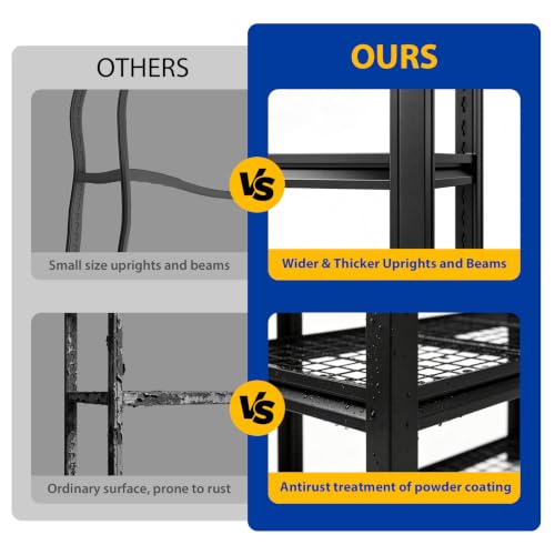 5000LBS 5-Tier Heavy Duty Garage Shelving, 84.01" H x 62.01" W x 24.01" D Adjustable Boltless Metal Storage Rack, Black Industrial Shelving Unit for Warehouse, Basement, Pantry - size: 84.01"H x 62.01"W x 24.01"D