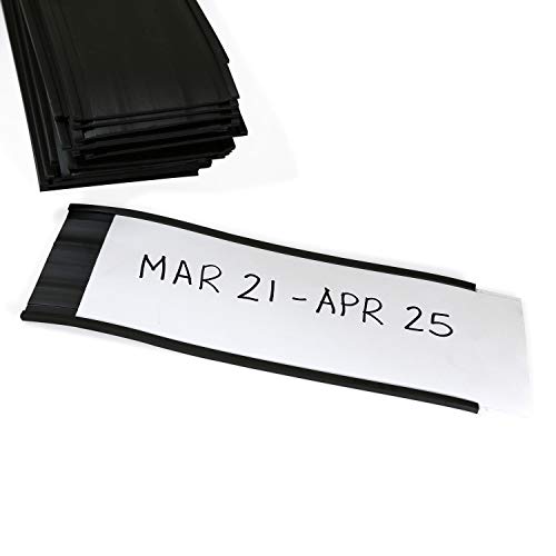 SmartSign (Pack of 25) 3 x 8 inch Flexible 'C' Channel Shelf Label Holders with Inserts, 62.5 mil Magnetic Material, Black, Made in USA - size: 3" x 8"
