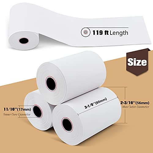 3 1/8" x 119' Credit Card Thermal Receipt Paper 50 Rolls - size: 3-1/8" x 119', style: 50 Rolls