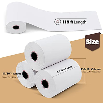 3 1/8" x 119' Credit Card Thermal Receipt Paper 50 Rolls - size: 3-1/8" x 119', style: 50 Rolls