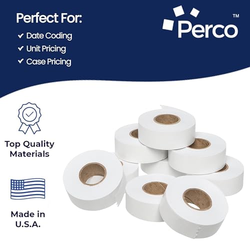 Perco White Price Marking Labels - 90,000 Blank Labels for Garvey 22-66/22-77/22-88 Two Line Pricing Gun with Ink Rolls Included - 90 Rolls, 10 Sleeves - Made in USA - color: White, size: 10 Sleeves