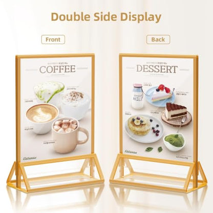 PPH-Sisy 4x6 Acrylic Sign Holders 12 Pack Gold Picture Frames Table Top Sign Holders Flyer Menu Holder, Double-Sided Photo Frames Clear Display Stand for Wedding Party Home Office - color: Gold, size: 4x6-12 Pack