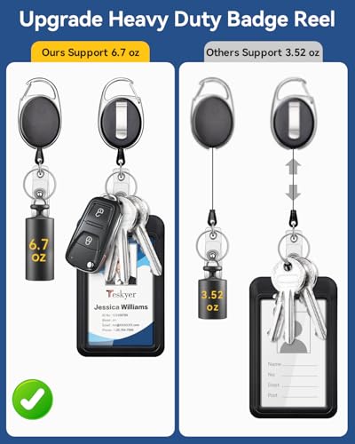 Teskyer 5 Pcs Badge Holder Set with Retractable Reel and Lanyard - size: 5 PCS